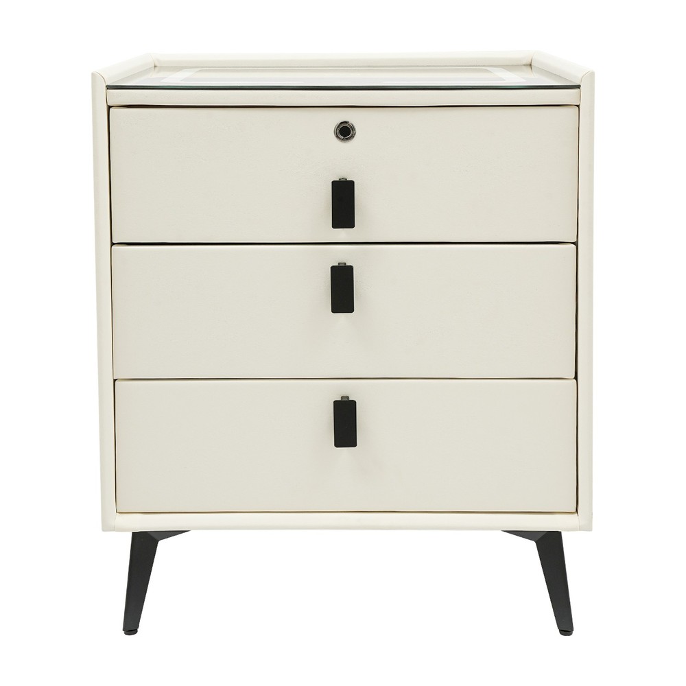 Smart Bedside Table Nightstand 3 Drawers- End Table with USB&Wireless Charging