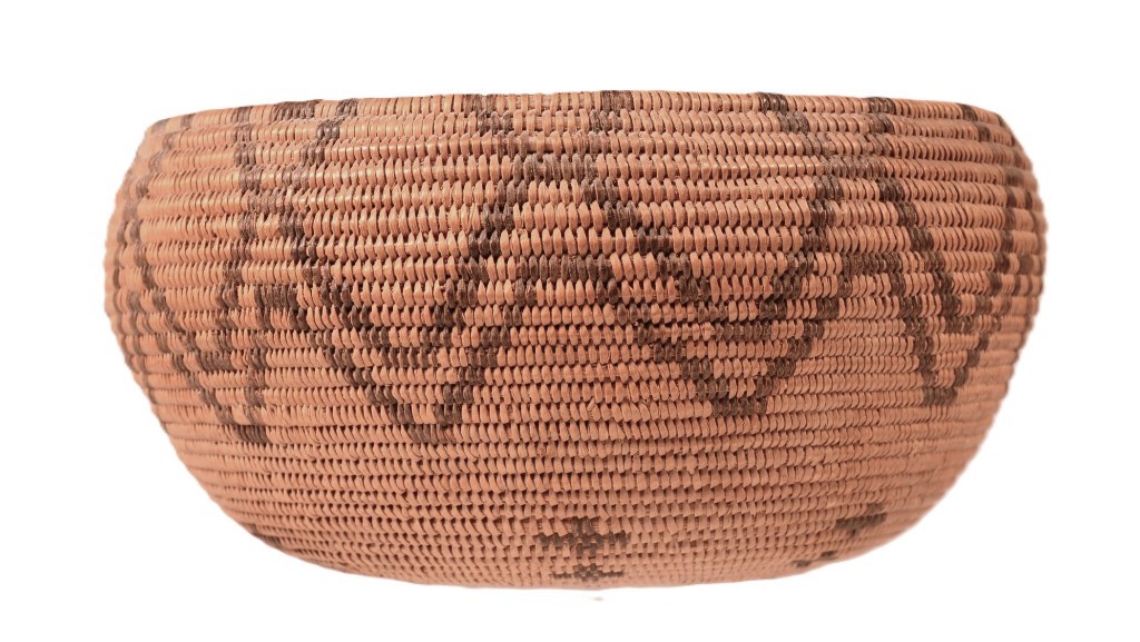 Paiute Basket Bowl ca. 1900 Size 3.125" H x 6.25" D Hand Coiled with Zigzag