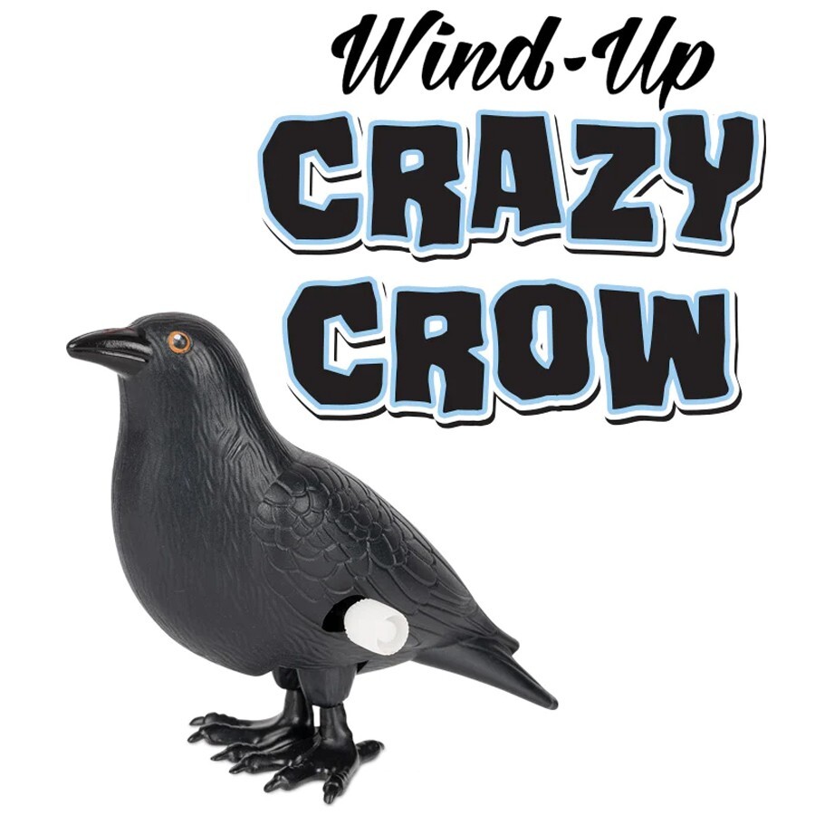 HUGE WIND-UP CRAZY CROW - 5" Tall - Novelty Fun Gag Gift