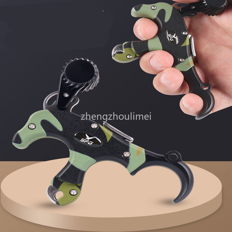 Adjustable 3 4 Finger Grip Archery Thumb Trigger Release compound Bow wrist rope