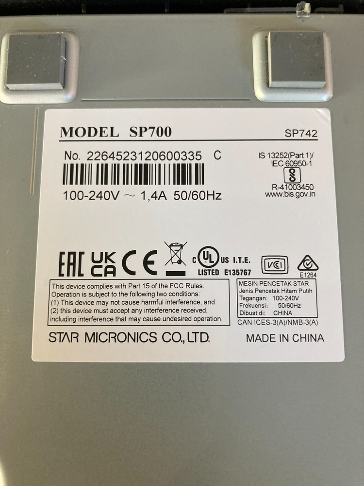 Receipt Printer Star Micronics SP700 - Gray (NEW OPEN BOX)