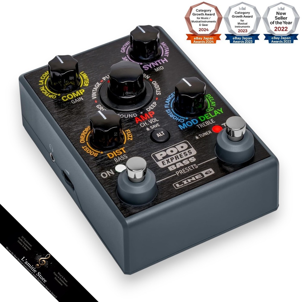 Line 6 POD Express Bass Effects Processor Black Amp Simulator Foot switch Tested