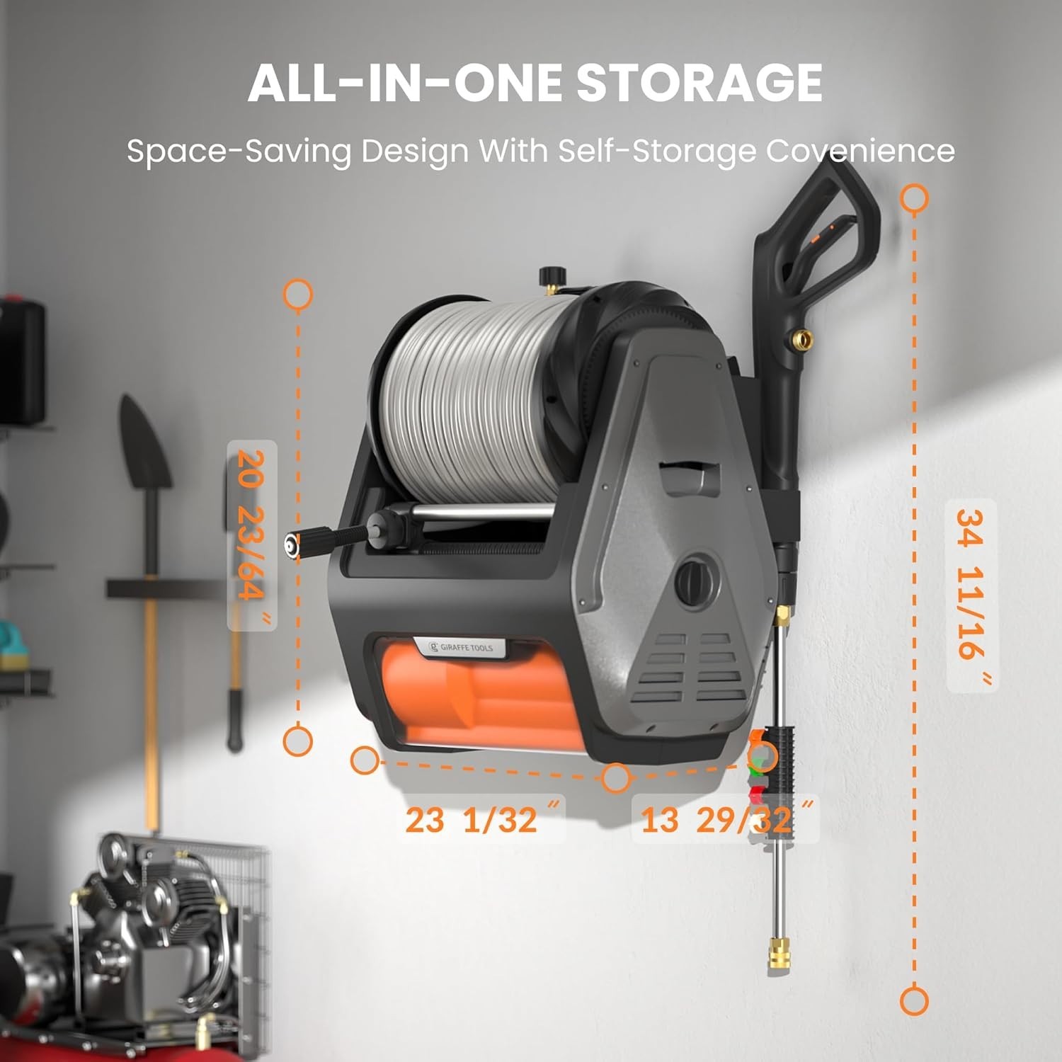 Giraffe Tools Grandfalls Pressure Power Washer Pro Max 3700PSI 1.6GPM Wall Mount