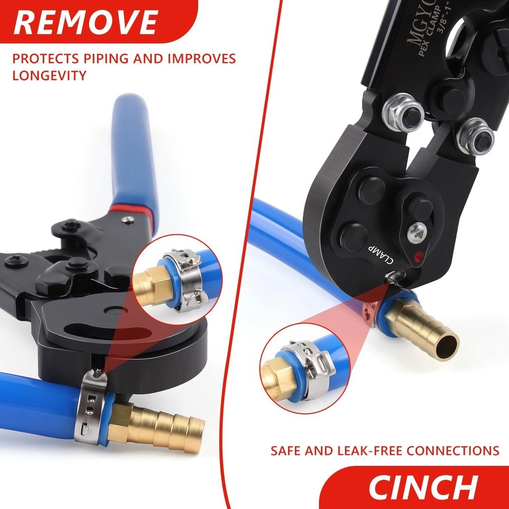Pex Crimping Tool Cinch and Remove Dual-Function Pex Crimp Tool Ratchet Pex Pipe