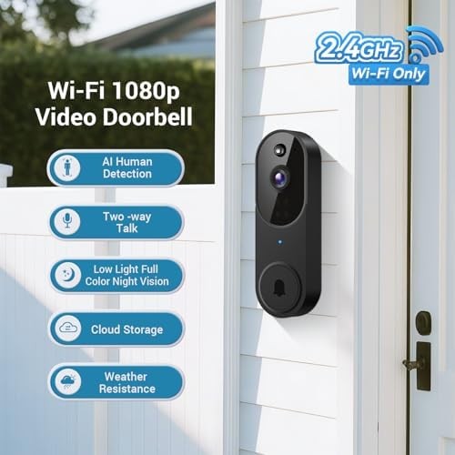Wireless video doorbell camera AI detection