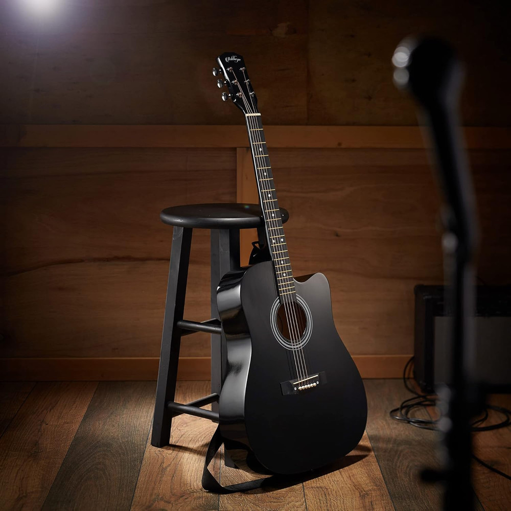 41-Inch Beginner Cutaway Acoustic Guitar Package (Black), Full Size Basic Starte