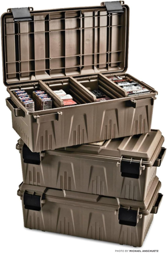 ACDC30, Divided Ammo Crate Utility Box, Water- Resistant, Stackable, Snap Latch,
