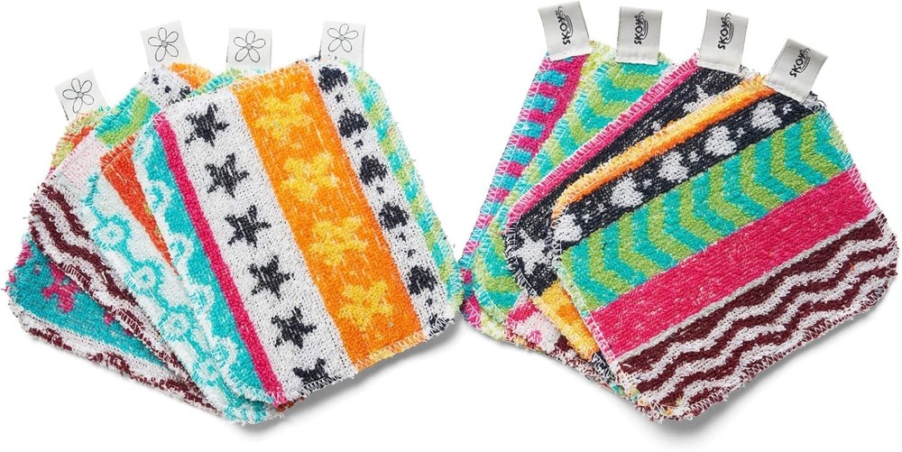 Skoy Scrub, 8-Pack Reusable, Non-Scratching Dish Scrubber 8-Pack, Assorted