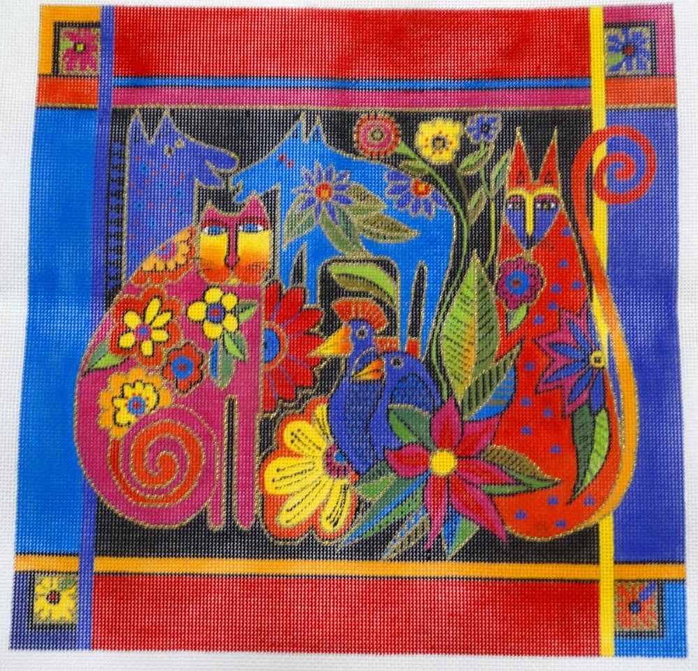 Needlepoint Hand Painted "Kindred Creatures" signed by artist Laurel Burch