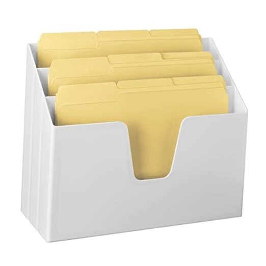 Horizontal Triple File Folder Holder Organizer, Includes 9 Manila Folders