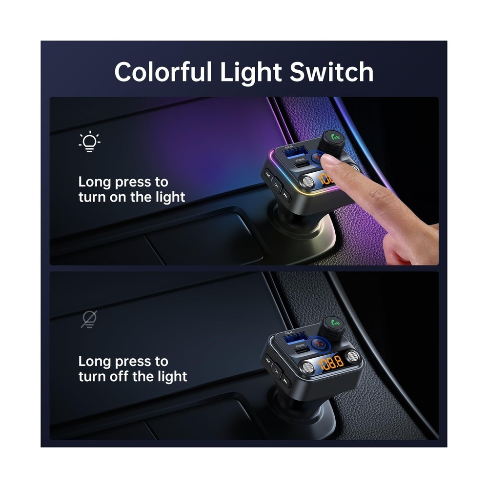 Syncwire Bluetooth 5.4 FM Transmitter Car Adapter 42W [Light Sw... FAST USA SHIP