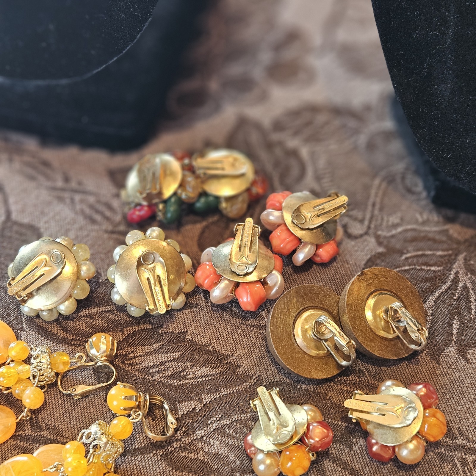 Lot Of 12 Vintage Jewelry Marked Hong Kong. 5 Necklaces 6 Pair Of Earrings And