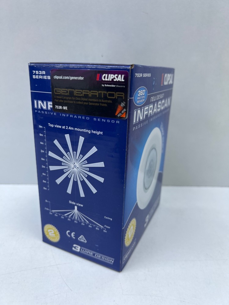 Clipsal 753R-WE 360 Degree PIR Motion Sensor Passive Flush Mount