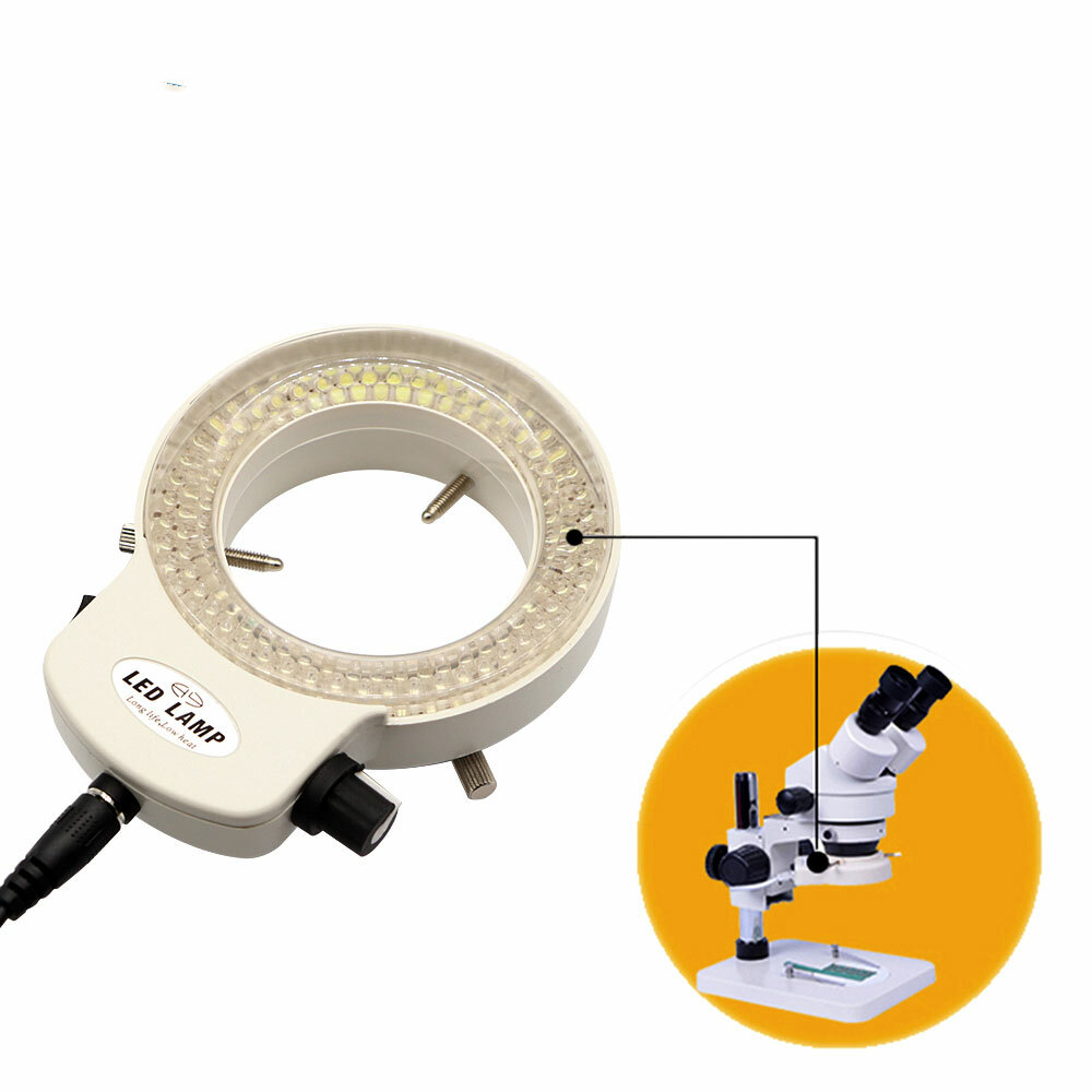 Adjustable 144 LED Bulb Microscope Ring Light Illuminator Lamp US Plug #LI