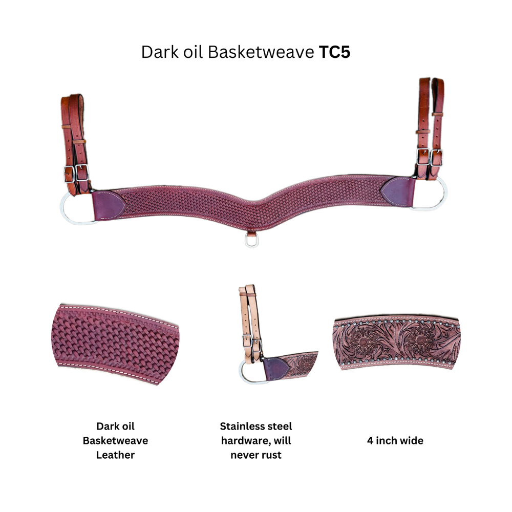 Brown Basket weave Tooled Tripping Collars | 28inch - 36inch