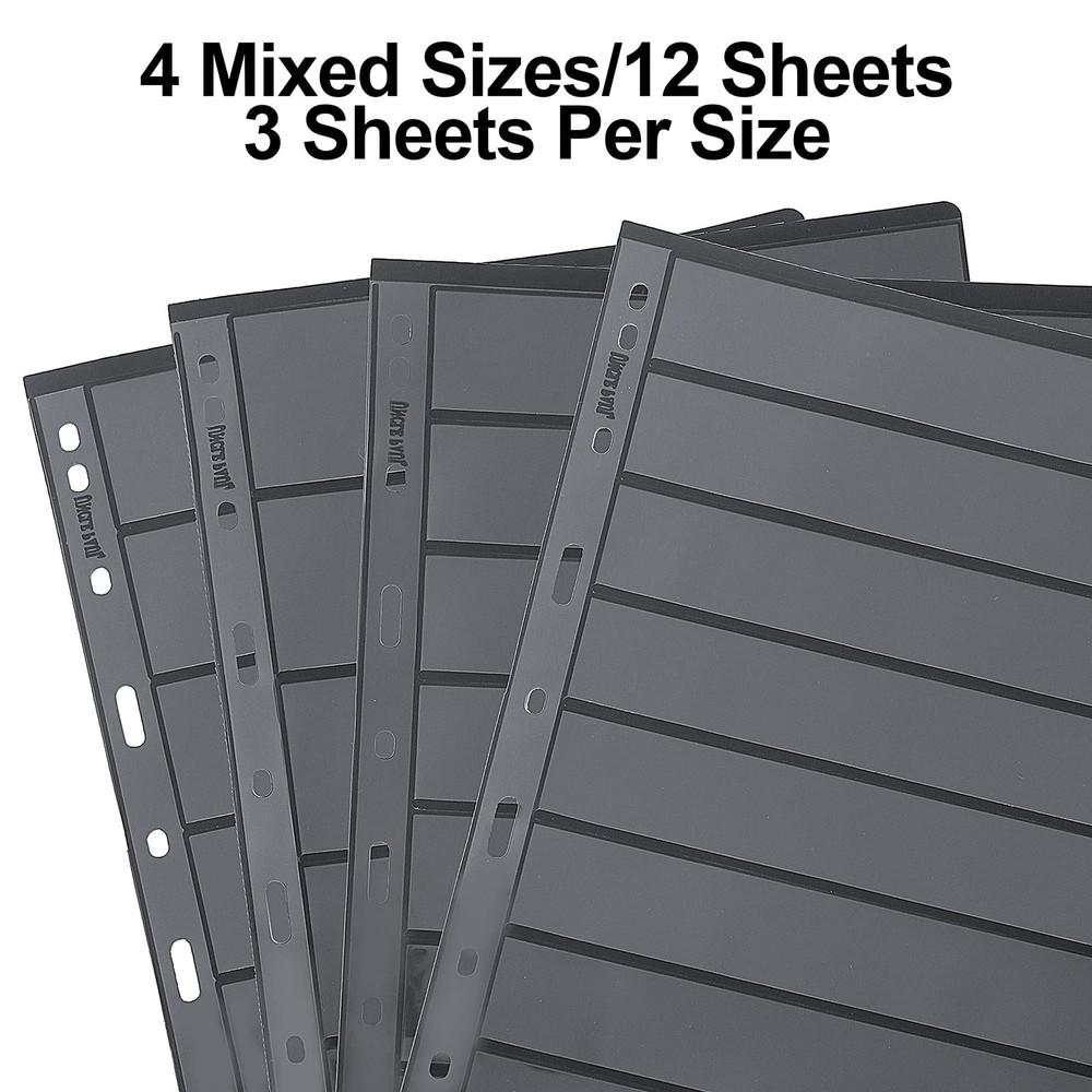 Stamp Collection Inserts 4 Mixed Sizes(5/6/7/8 Pockets), 12 Sheets(24 Pages)