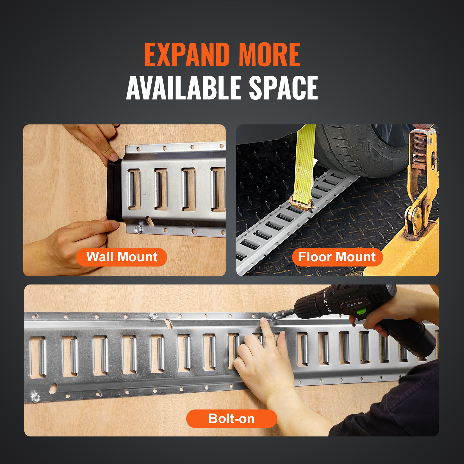 VEVOR E Track Tie Down Rail Kit E Track Rails 24PCS 5' Enclosed Cargo Trailer