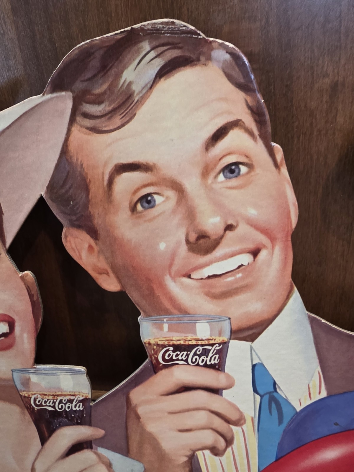 RARE Vintage 1920s Style Coca-Cola Cardboard Die-Cut Sign -24" Store Display Gas