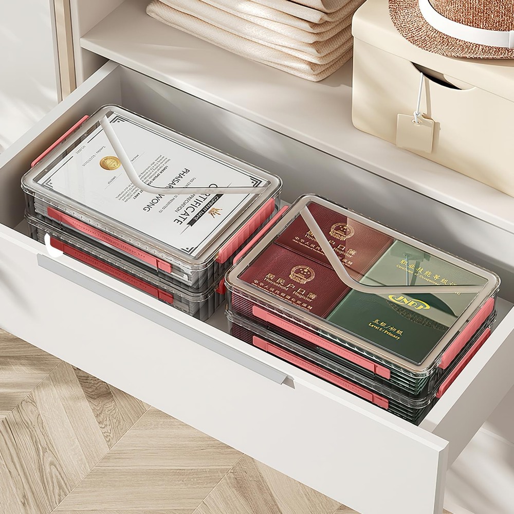 Marte Vanci Plastic Storage Bin with Lid Portable Project Case with Handle Cl...