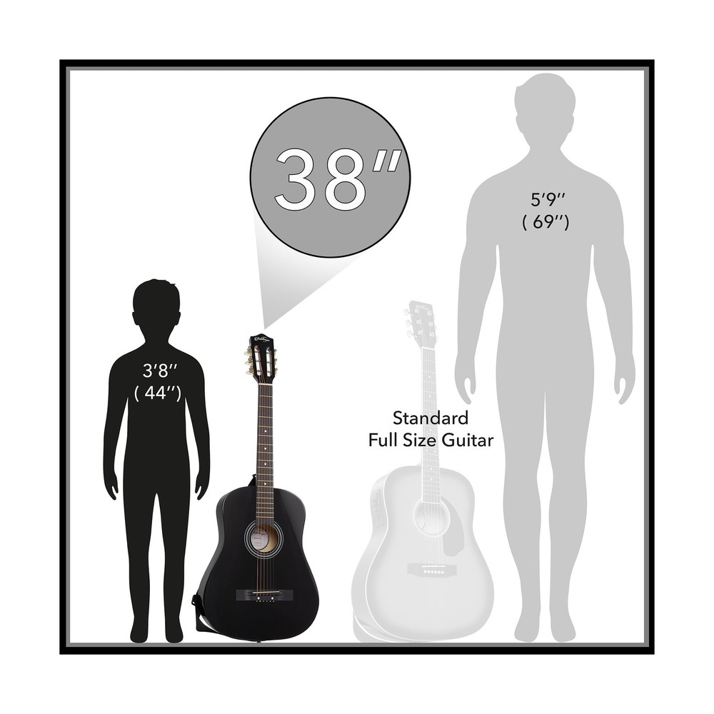 Ashthorpe 38-inch Beginner Acoustic Guitar Package (Black), Basic Starter Kit...