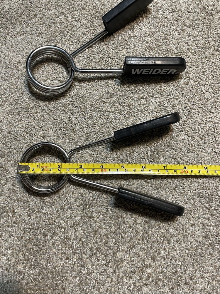 Weider Olympic Size Spring Collars 2" Clips for Barbell, Large