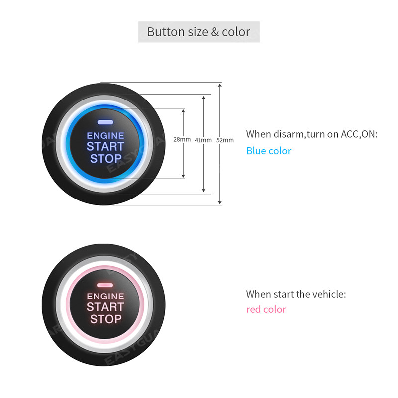 Smart push button engine start module compatible with OEM remote control alarm