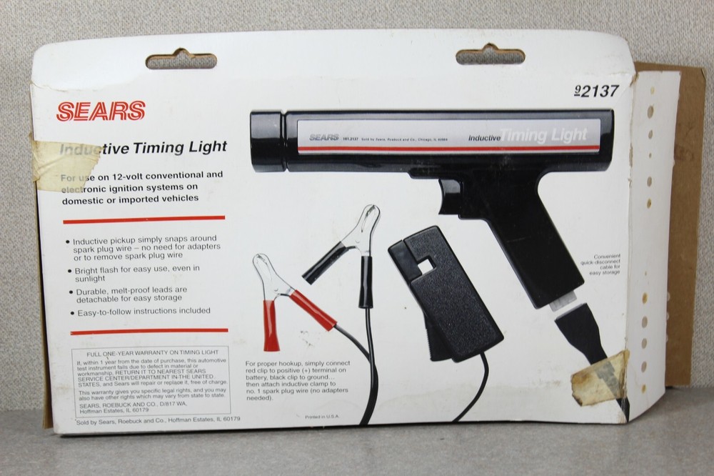 Vintage Sears Clamp On Inductive Timing Light w/ Box 92137