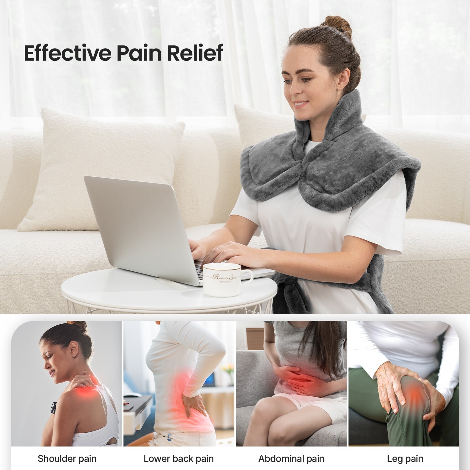 RENPHO Large Electric Heating Pad For Back Shoulders Neck Heat therapy 24''x37"