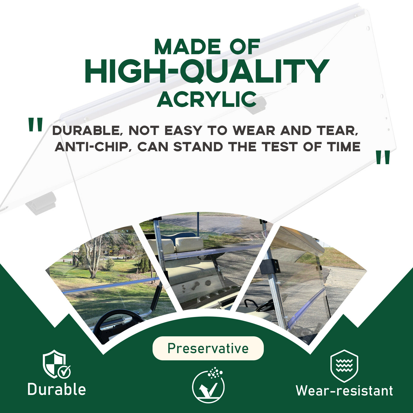 Fold Down Clear Golf Cart Windshield Windscreen For Club Car Precedent 2004 - Up