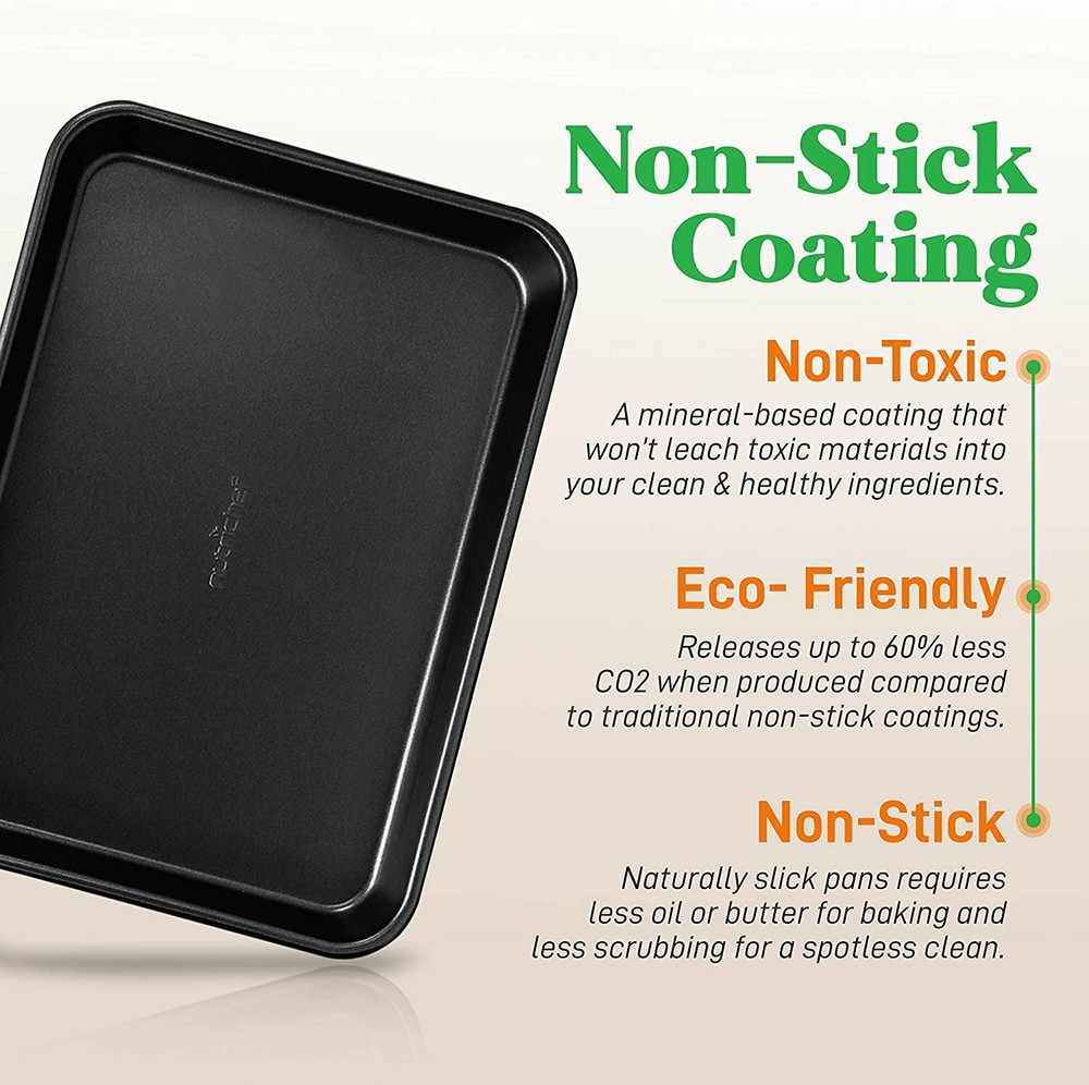 NutriChef 2-Pc. Nonstick Cookie Sheet Baking Pan - Professional Quality