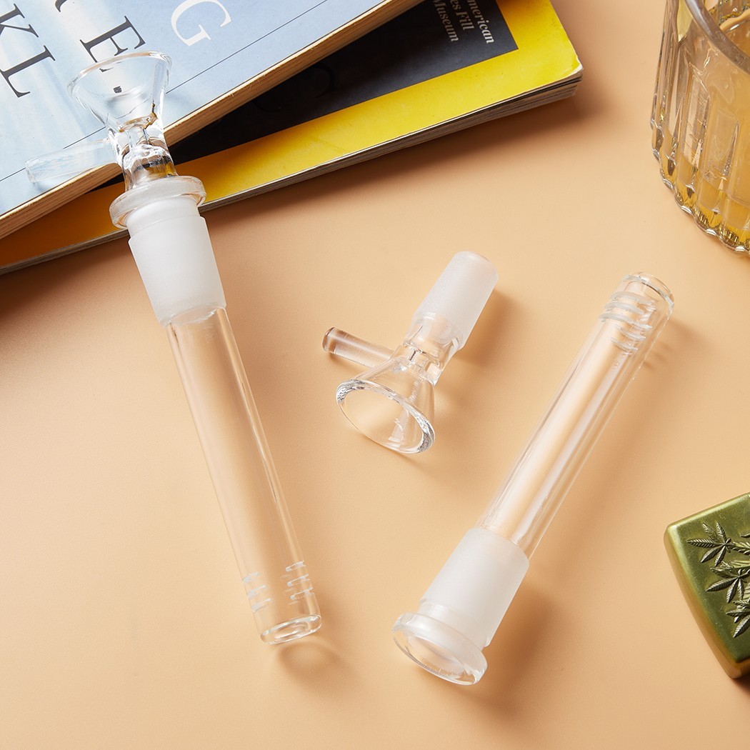 2-Pack 4.3'' 14mm Glass Downstem and 14mm Male Bowl Piece for Glass Bong