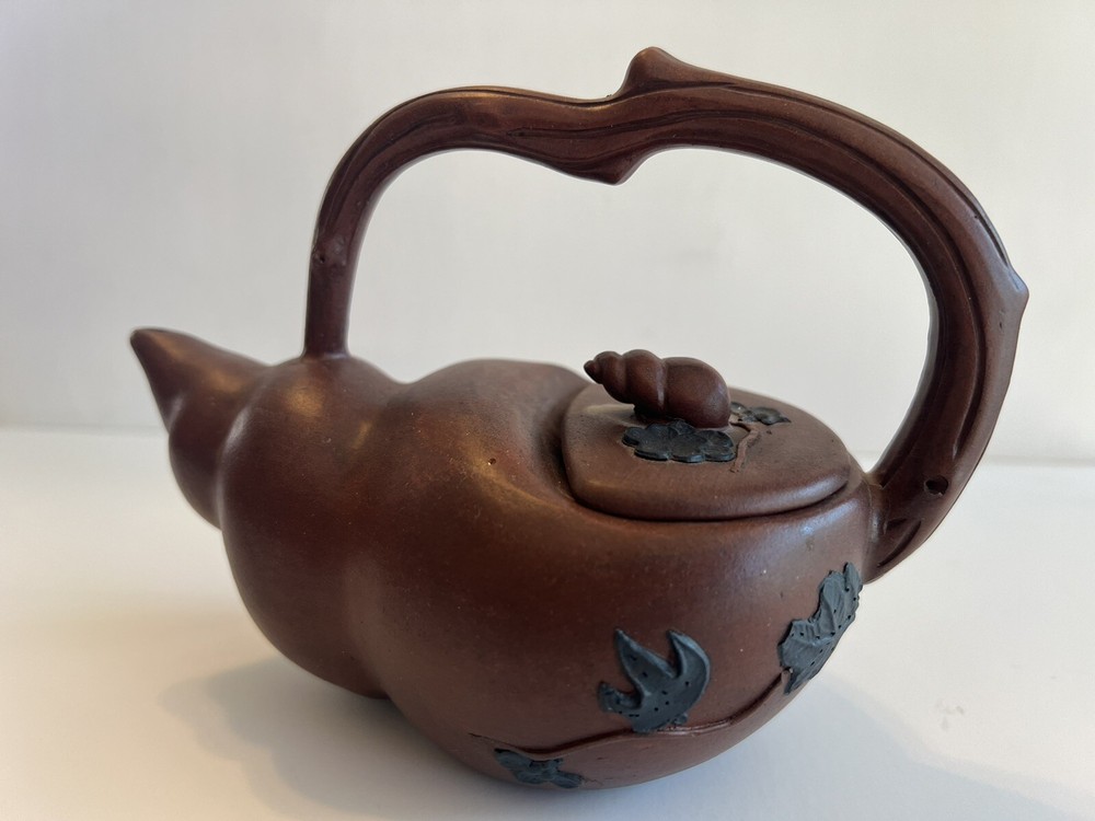 Tea Pot Clay Shell Handmade Hand Painted Clean
