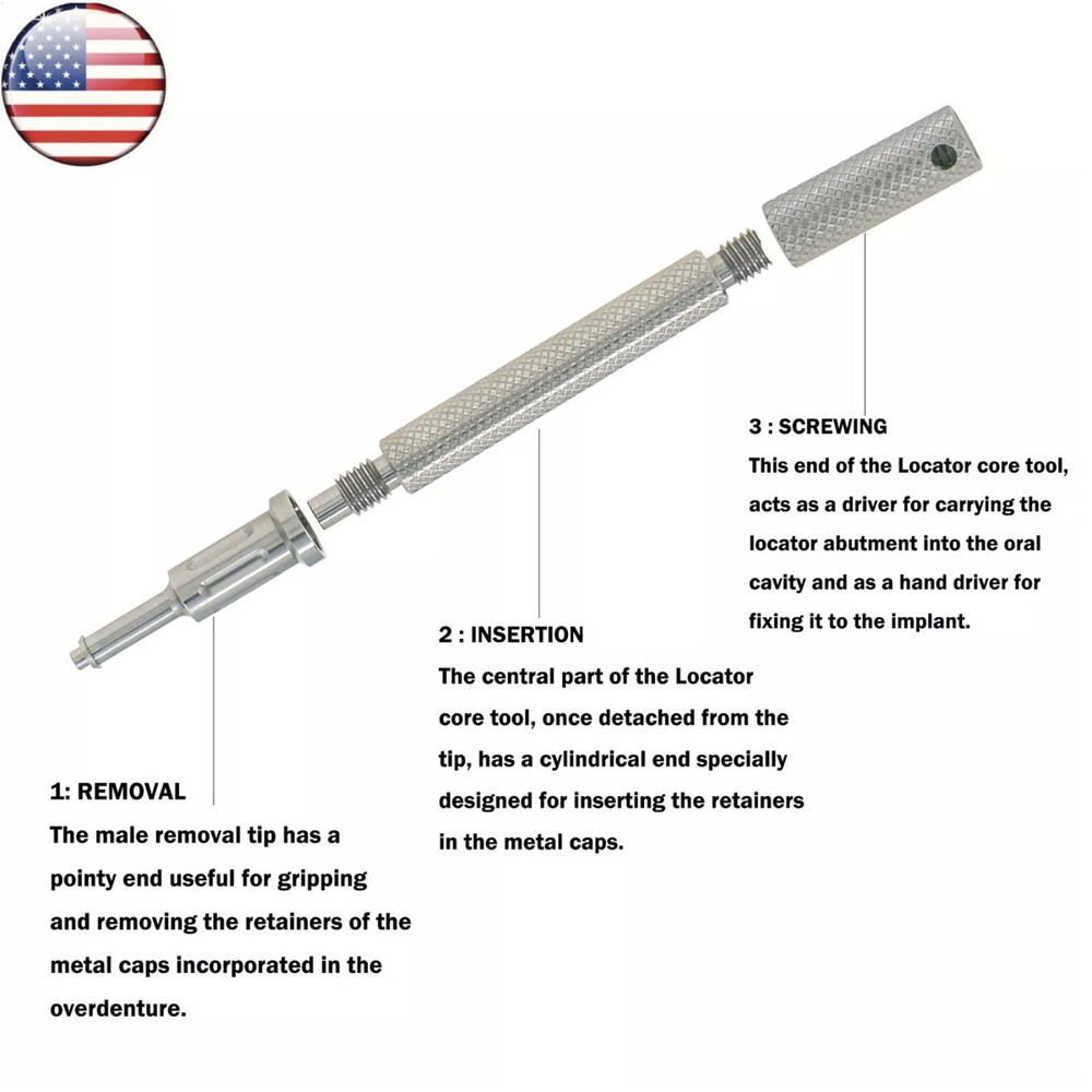 US Universal Implant Retention Caps Insertion Extraction Tool Remove Core Tool