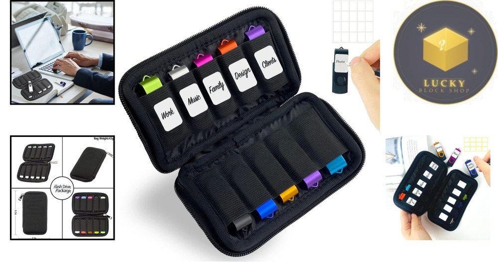 Sleek Black USB Storage Solution - 10 Slots for Easy Access & Organization