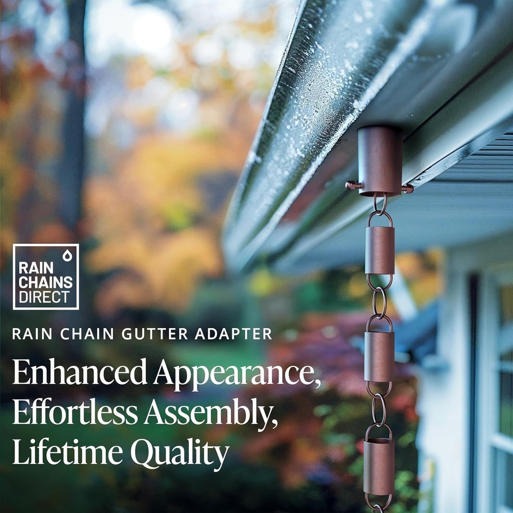 Functional Copper Rain Chain Gutter Adapter - 5.5" x 2.5" Perfect Dimensions