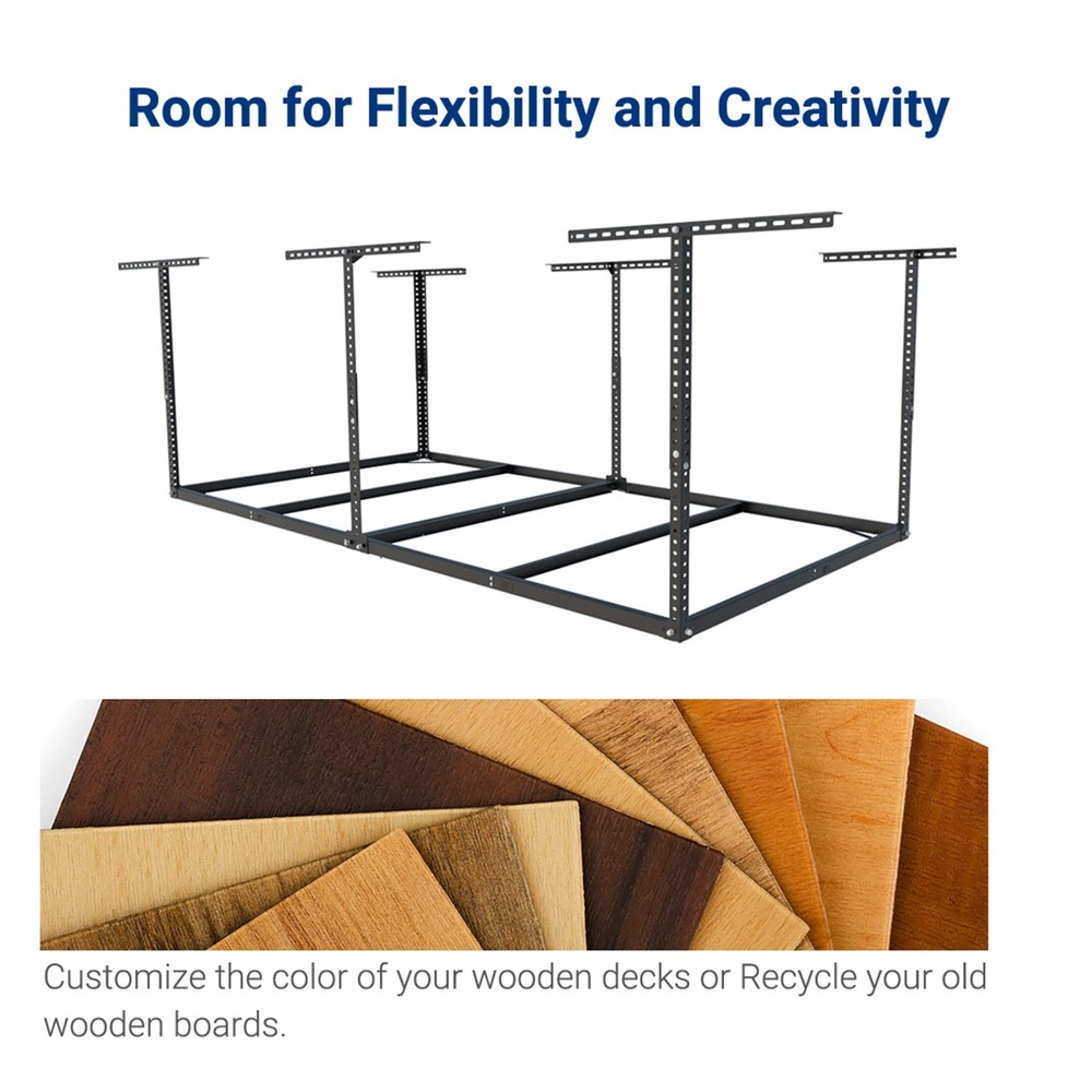 FLEXIMOUNTS 4x8 Overhead Garage Storage Rack without Decking, ft, Black