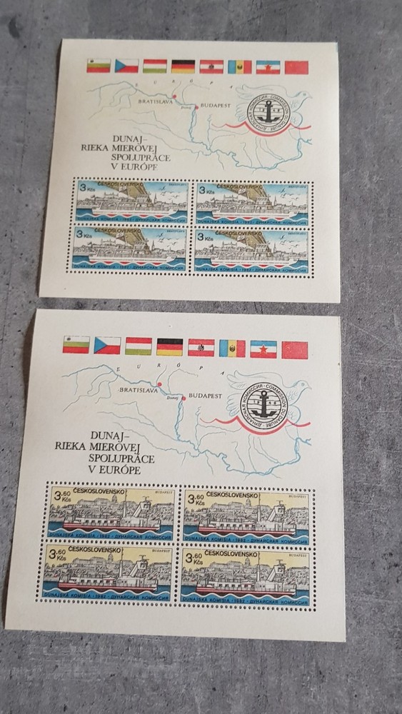 CEHOSLOVACIA-COMMISSION DU DANUBE 2 MINIATURE SHEETS MNH