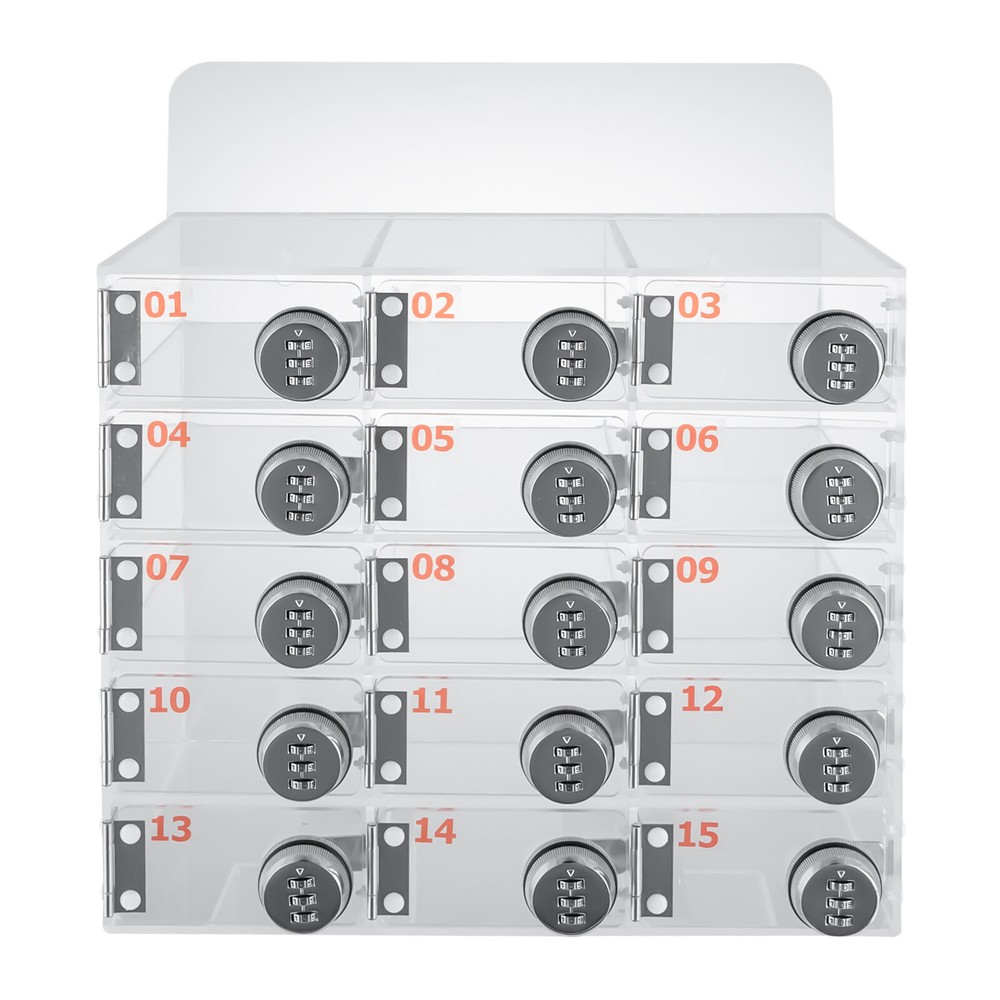 15 slots Lockable Cell Phone Storage Cabinet Classroom Wall Mounted Locker Box