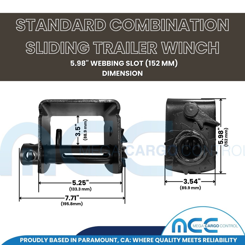 4 Pack Combination Sliding Winch Flatbed Trailer Winch for 2"- 4" Winch Strap
