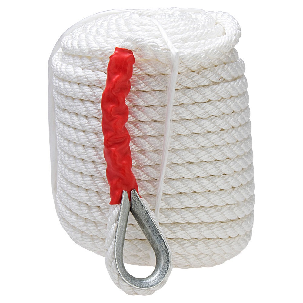 3/4inch 200FT Twisted three Strand Nylon Anchor Rope Braided Boat Line w/Thimble