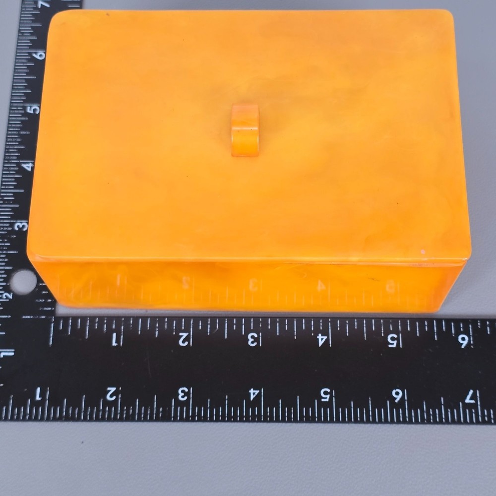 Orange Butterscotch Bakelite Trinket/Jewelry Rectangular Storage Cigarette Box