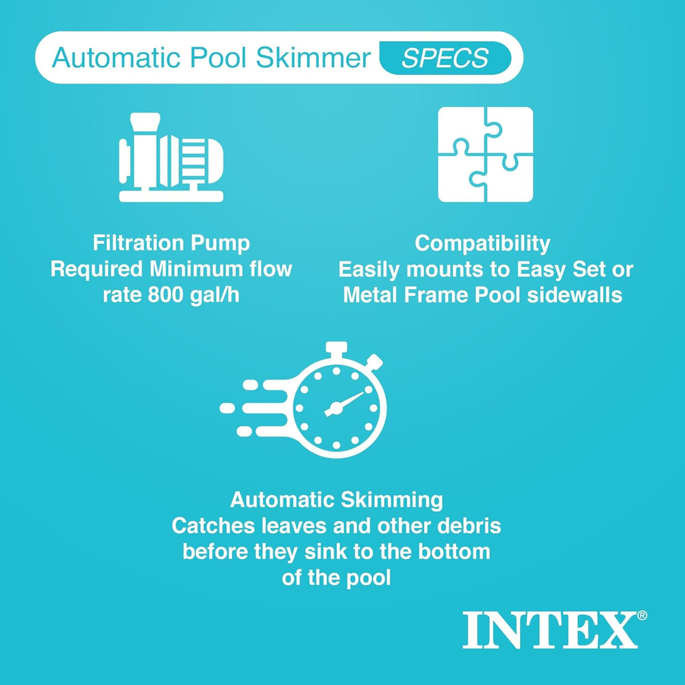 Deluxe 800 GPH+ Wall-Mounted Swimming Pool Surface Automatic Skimmer