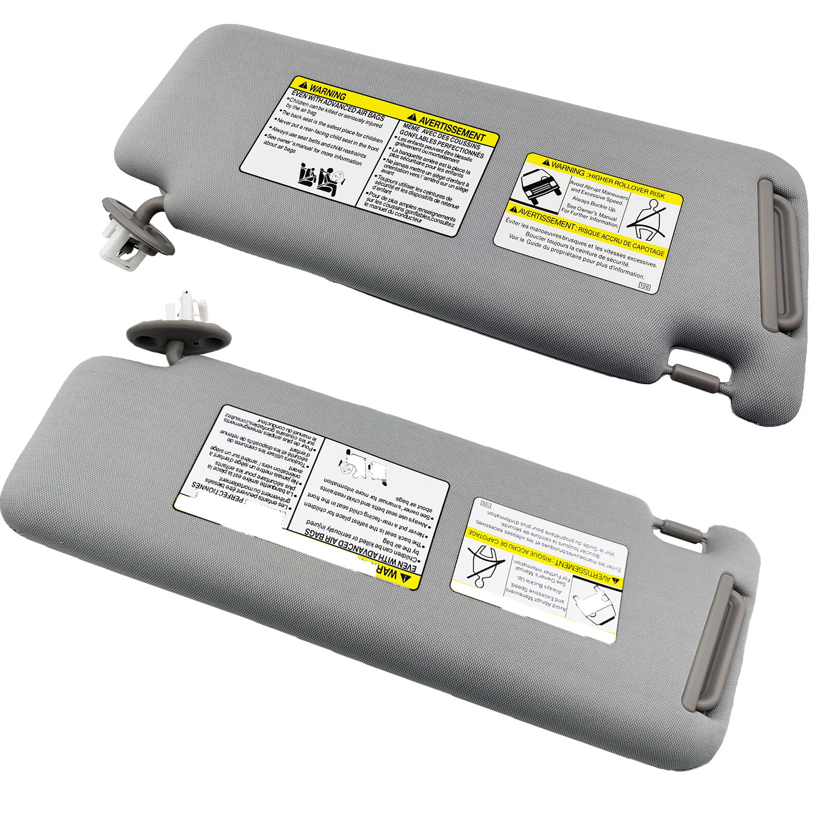 LEFT AND RIGHT SIDE GREY SUN VISOR for Toyota 4RUNNER 7432035A91B1