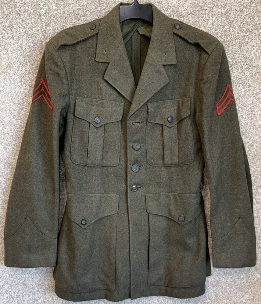 Vintage WW2 USMC Wool Dress Uniform Jacket 1940's World War Two Size 36L
