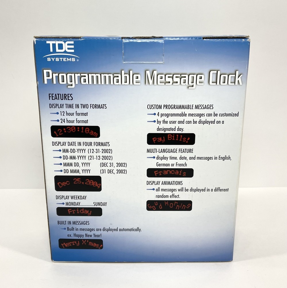 TDE Systems Programmable LED Message Clock Floating Message Works