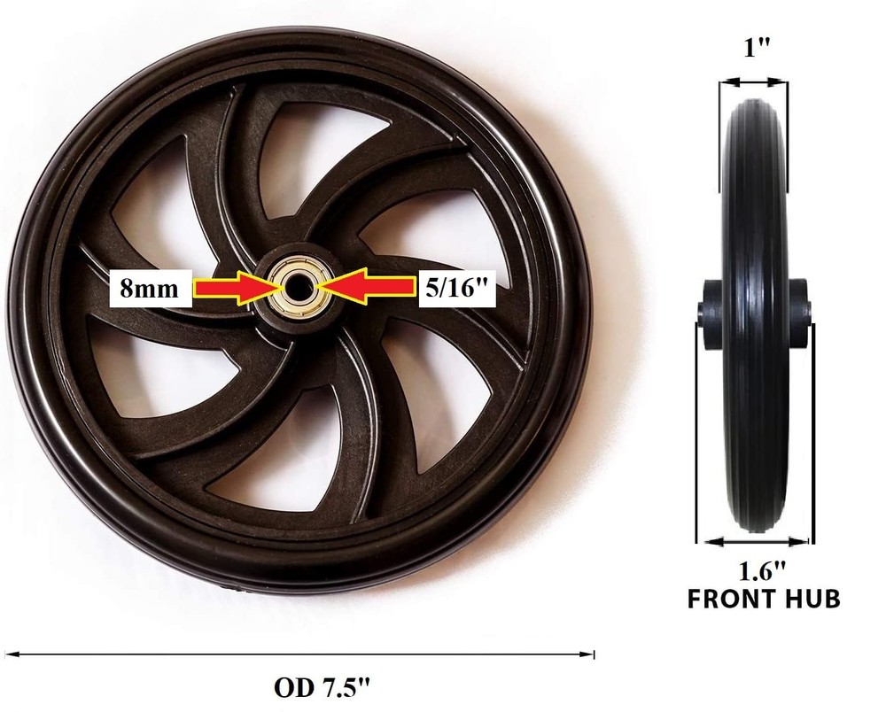 Walker Rollator 7.5" Wheels Black (1pis) (FRONT 1)
