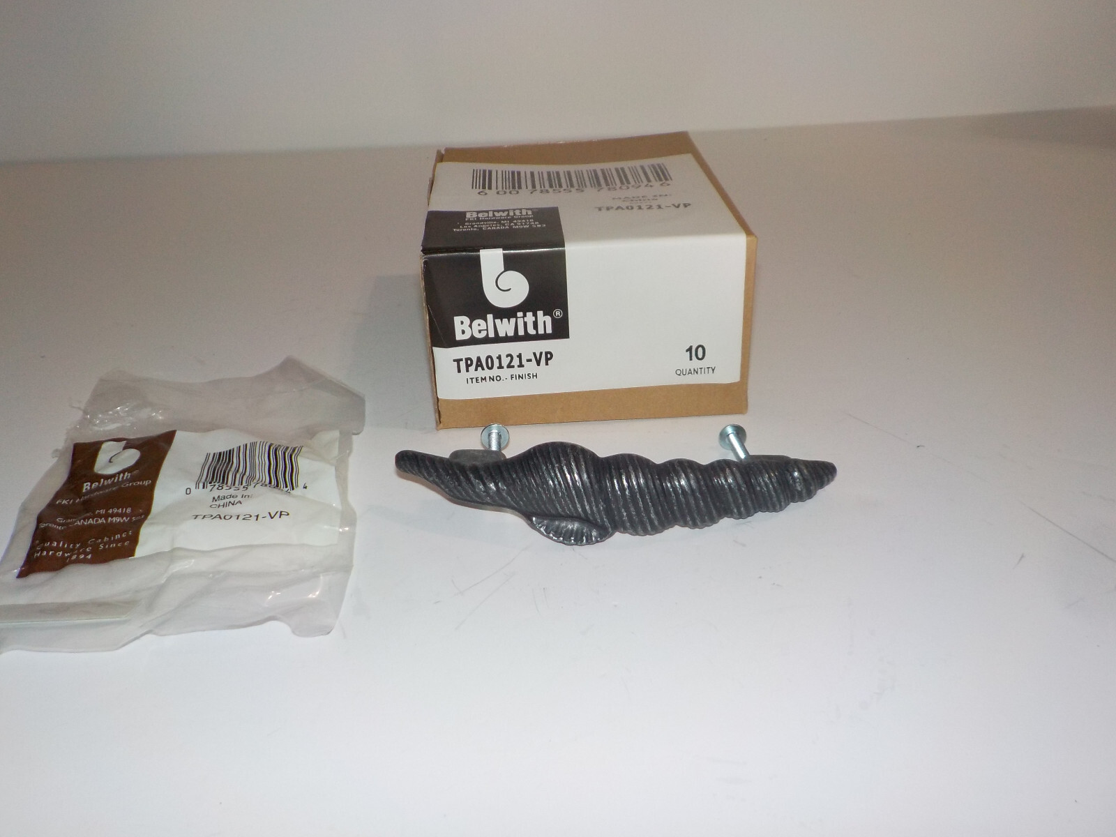 BOX OF 10 Belwith Whimsical 5" Vibra Pewter Shell Cabinet Pulls NOS TPA0121-VP