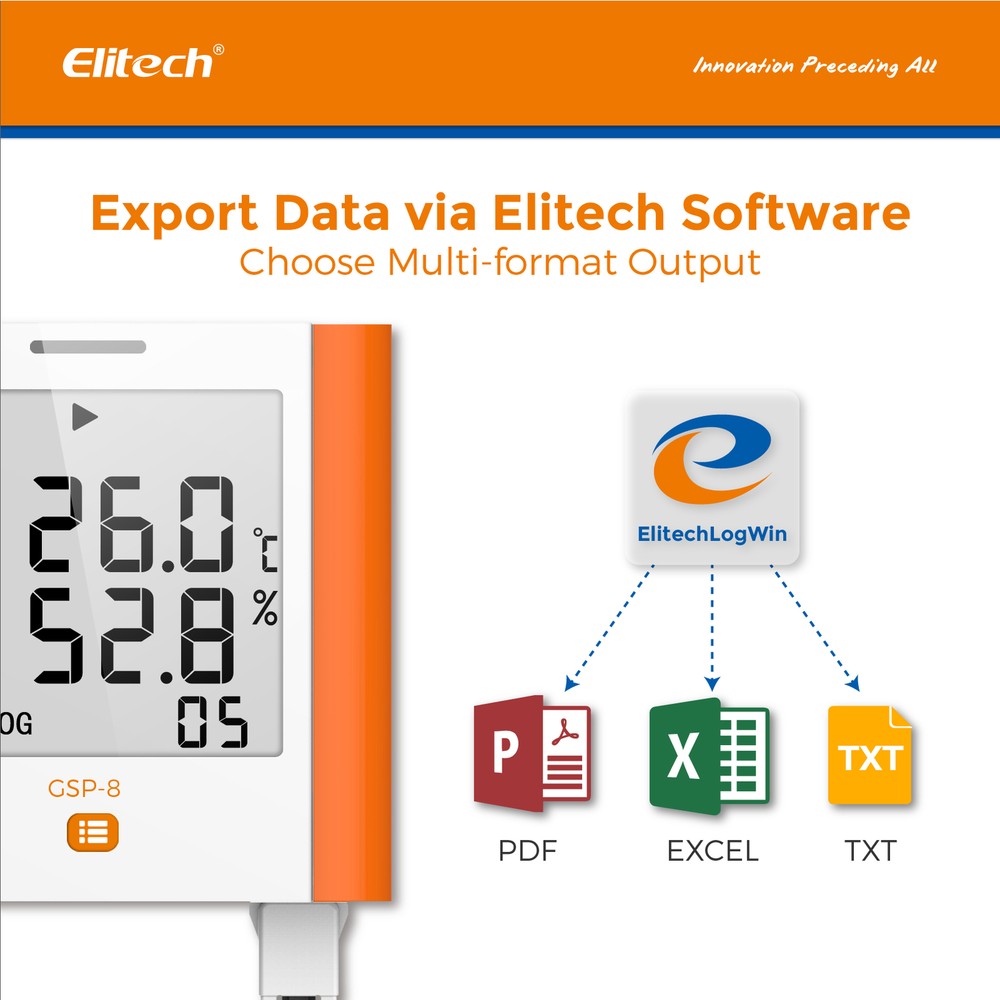 Elitech GSP-8 Temperature Data Logger Humidity Recorder USB DDL Quick PDF Report