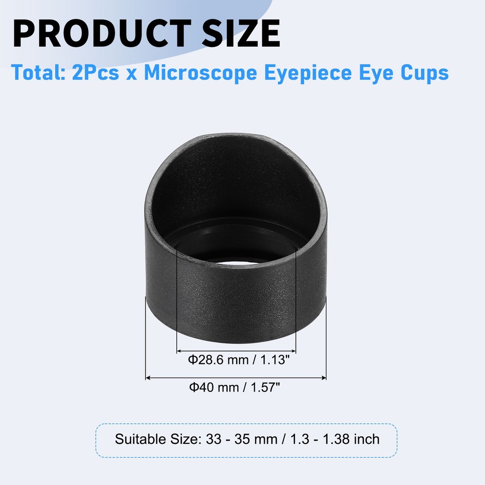 2Pcs Rubber Microscope Eyepiece Cover 33-35mm, Black