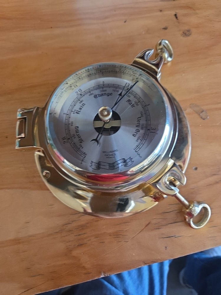 Nautical Barometer, Polished Brass